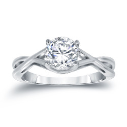 Platinum 1ct TDW Round Cut Diamond Solitaire Engagemet Ring - Handcrafted By Name My Rings™