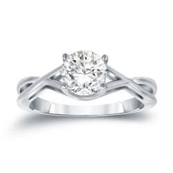 Platinum 1ct TDW Round Cut Diamond Solitaire Engagemet Ring - Handcrafted By Name My Rings™