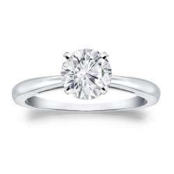 Platinum 1ct TDW Round-cut Diamond Solitaire Engagement Ring - Handcrafted By Name My Rings™