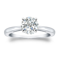 Platinum 1ct TDW Round-cut Diamond Solitaire Engagement Ring - Handcrafted By Name My Rings™