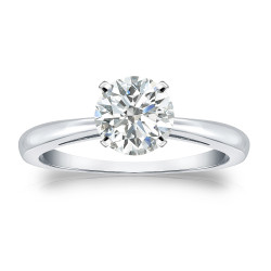 Platinum 1ct TDW Round-cut Diamond Solitaire Engagement Ring - Handcrafted By Name My Rings™