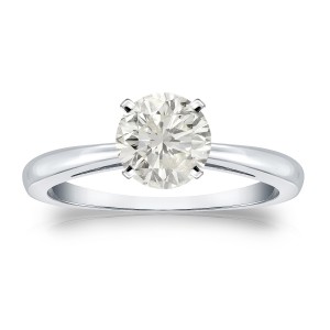 Platinum 1ct TDW Round-cut Diamond Solitaire Engagement Ring - Handcrafted By Name My Rings™