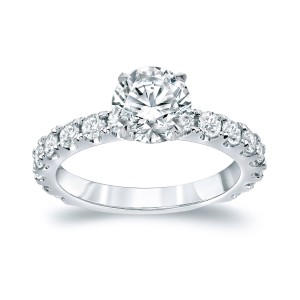 Platinum 2 1/2ct TDW Certified Round Cut Diamond Engagement Ring - Handcrafted By Name My Rings™