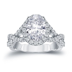Platinum 2 1/8ct TDW Certified Oval Diamond Halo Engagement Ring - Handcrafted By Name My Rings™