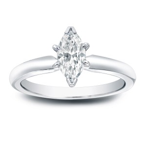 Platinum 2/5ct TDW Marquise Diamond Solitaire Engagement Ring - Handcrafted By Name My Rings™