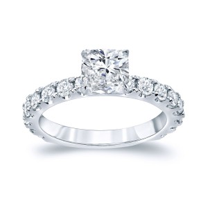 Platinum 2ct TDW Certified Cushion Cut Diamond Engagement Ring - Handcrafted By Name My Rings™