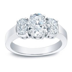 Platinum 2ct TDW Certified Oval-Cut Three-Stone Diamond Engagement Ring - Handcrafted By Name My Rings™