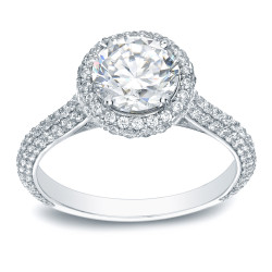 Platinum 2ct TDW Certified Round-Cut Diamond Halo Engagement Ring - Handcrafted By Name My Rings™