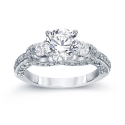 Platinum 2ct TDW Round Cut Diamond Engagement Ring - Handcrafted By Name My Rings™