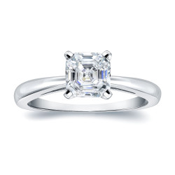 Platinum 3/4ct TDW Asscher-Cut Diamond Solitaire Engagement Ring - Handcrafted By Name My Rings™