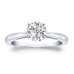 Platinum 3/4ct TDW Round-cut Diamond Solitaire Engagement Ring - Handcrafted By Name My Rings™