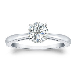 Platinum 3/4ct TDW Round-cut Diamond Solitaire Engagement Ring - Handcrafted By Name My Rings™