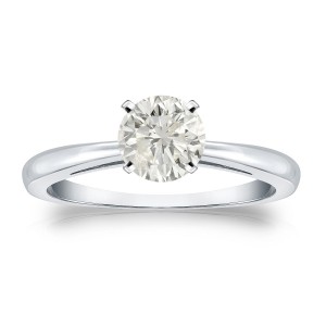 Platinum 3/4ct TDW Round-cut Diamond Solitaire Engagement Ring - Handcrafted By Name My Rings™