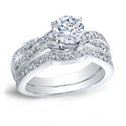 Platinum 4/5ct TDW Certified Round-cut Diamond Braided Bridal Ring Set - Handcrafted By Name My Rings™