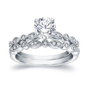 Platinum 4/5ct TDW Round Diamond Vintage Inspired Engagement Wedding Ring Set - Handcrafted By Name My Rings™