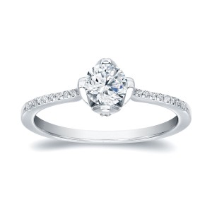 Platinum 7/8ct TDW Certified Round Cut Diamond Engagement Ring - Handcrafted By Name My Rings™