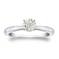 Platinum Round 1/3ct TDW Diamond Solitaire Engagement Ring - Handcrafted By Name My Rings™