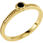 Women's Gold 1/10ct TDW Bezel Round Black Diamond Solitaire Ring - Handcrafted By Name My Rings™
