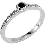 Women's Gold 1/10ct TDW Bezel Round Black Diamond Solitaire Ring - Handcrafted By Name My Rings™