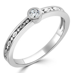 Women's Gold 1/10ct TDW Bezel Round Diamond Solitaire Ring - Handcrafted By Name My Rings™