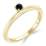 Women's Gold 1/10ct TDW Prong Round Black Diamond Engagement Solitaire Ring - Handcrafted By Name My Rings™