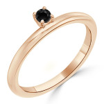 Women's Gold 1/10ct TDW Prong Round Black Diamond Engagement Solitaire Ring - Handcrafted By Name My Rings™