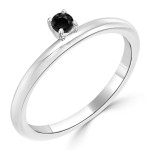 Women's Gold 1/10ct TDW Prong Round Black Diamond Engagement Solitaire Ring - Handcrafted By Name My Rings™