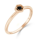 Women's Gold 1/10ct TDW Prong Round Black Diamond Hexagon Solitaire Ring - Handcrafted By Name My Rings™