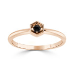 Women's Gold 1/10ct TDW Prong Round Black Diamond Hexagon Solitaire Ring - Handcrafted By Name My Rings™