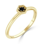 Women's Gold 1/10ct TDW Prong Round Black Diamond Hexagon Solitaire Ring - Handcrafted By Name My Rings™