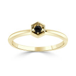 Women's Gold 1/10ct TDW Prong Round Black Diamond Hexagon Solitaire Ring - Handcrafted By Name My Rings™