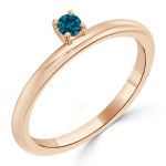 Women's Gold 1/10ct TDW Prong Round Blue Diamond Engagement Solitaire Ring - Handcrafted By Name My Rings™