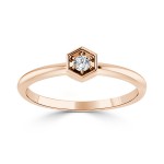 Women's Gold 1/10ct TDW Prong Round Diamond Hexagon Solitaire Ring - Handcrafted By Name My Rings™