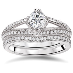 White Gold 4/5ct TDW Diamond Bridal Ring Set - Handcrafted By Name My Rings™