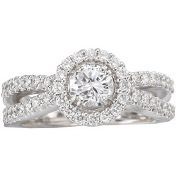 White Gold 1 1/10ct TDW Round Halo Diamond Engagement Ring - Handcrafted By Name My Rings™