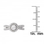 White Gold 1 1/10ct TDW Round Halo Diamond Engagement Ring - Handcrafted By Name My Rings™