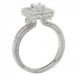White Gold 1/2 ct TDW Princess Halo Vintage Diamond Engagement Ring - Handcrafted By Name My Rings™