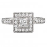 White Gold 1/2 ct TDW Princess Halo Vintage Diamond Engagement Ring - Handcrafted By Name My Rings™
