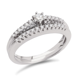 White Gold 1/4ct TDW Diamond Classic Bridal Ring Set - Handcrafted By Name My Rings™