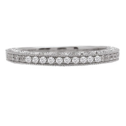 White Gold 1/5ct TDW Vintage Milgrain Diamond Wedding Band - Handcrafted By Name My Rings™