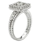 White Gold 3/4ct TDW Diamond Princess Halo Rope Detail Bridal Ring Set - Handcrafted By Name My Rings™