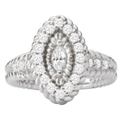 White Gold 3/4ct TDW Marquise Halo Vintage Style Diamond Ring - Handcrafted By Name My Rings™