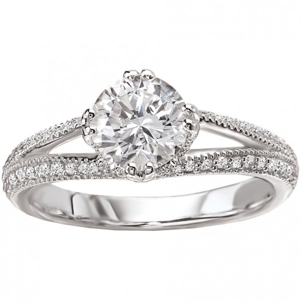 White Gold 5/8ct TDW Milgrain Detailed Round Diamond Ring - Handcrafted By Name My Rings™