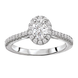 White Gold 5/8ct TDW Oval Diamond Halo Diamond Ring - Handcrafted By Name My Rings™