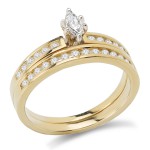 Gold 2/5ct TDW Marquise and Baguette Diamond Bridal Ring Set - Handcrafted By Name My Rings™