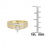 Gold 2/5ct TDW Marquise and Baguette Diamond Bridal Ring Set - Handcrafted By Name My Rings™
