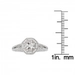 Sterling Silver 1/10ct TDW Octogonal Halo Vintage Diamond Engagement Ring - Handcrafted By Name My Rings™