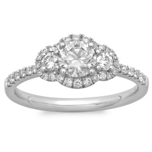 White Gold 7/8ct TDW Diamond 3-stone Vintage Design Engagement Ring - Handcrafted By Name My Rings™