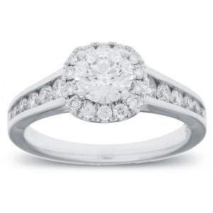 White Gold 1 1/4ct TDW Round Diamond Halo Engagement Ring - Handcrafted By Name My Rings™