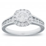 White Gold 1 1/4ct TDW Round Diamond Halo Engagement Ring - Handcrafted By Name My Rings™